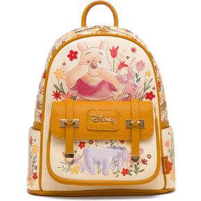 Disney Winnie the Pooh and Friends Floral 11" Vegan Leather Fashion Mini Backpack