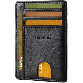 Hoewina Wallet for Men, Credit Card Holder, Slim Minimalist Wallet, Front Pocket RFID Blocking Leather Thin Wallet for Men and Women(Cross Black)