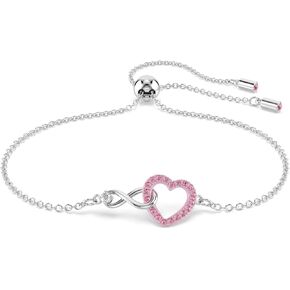 SWAROVSKI Hyperbola Bracelet, Heart And Infinity, Pink, Rhodium Finished
