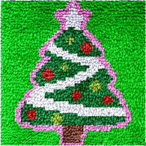 DL-YTG Latch Hook Kits Rug Fox Crochet Yarn Cushion Colour Pre-Printed Canvas Cover Rug Needlework DIY Hook and Latch Kit Christmas Home Decoration 30x30cm/12 X12inch