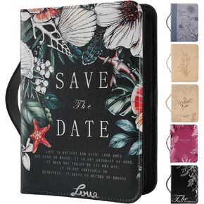Bible Cover Case，PU Leather Waterproof Large Bible Case，Leather Carrying Book Case with Handle&Zippered Pocket for Standard Size Bible and Bible Accessories, Christian Study Bible Book Gifts(Pink)