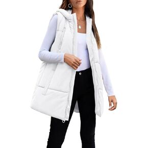 Tankaneo Womens Winter Puffer Vest Sleeveless Hooded Padded Gilet Coat Quilted Jackets with Pockets