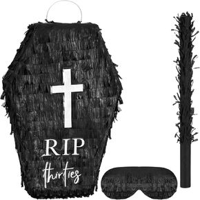40th Birthday piñatas with Stick Blindfold Death to My 30s piñatas 16" x 12" Rip Thirties Funeral Tombstone piñatas for 40th Birthday Party Decorations Photo Prop Anniversary
