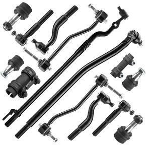 Front Lower&Upper Ball Joints + Sway Bar End Links + Tie Rods + Adjustment Sleeve Replacement for 4WD 2000-2005 Ford Excursion, 2000-2004 Ford F-250 F-350 Super Duty (12pc)
