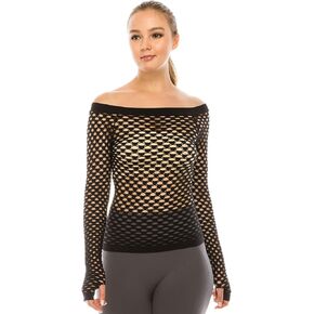Kurve Stretchy Fishnet Long Sleeve Top, UV Protective Fabric, Rated UPF 50+ (Made with Love in The USA)