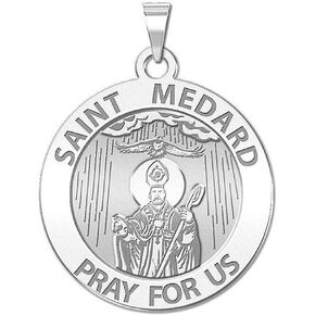 PicturesOnGold.com Saint Medard Religious Medal - 2/3 Inch Size of Dime, Sterling Silver
