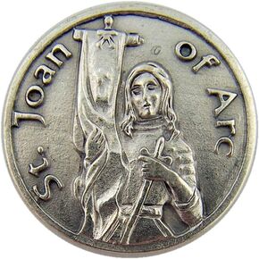 Lumen Mundi Silver Tone Saint Joan of Arc Courage Prayer Token, 1 1/8 Inch
