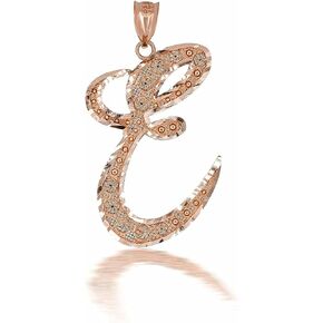 Certified 10k Gold Script Initial Letters "A-Z" Pendant Charm Necklace