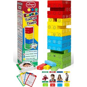 Garybank Social Emotional Learning Activities & Feelings Game - SEL Tower W/56 Emotion Cards, Kids Emotion Regulation Coping Skills Toys, Play Therapy Games for Kid Counselors, Ages 6+