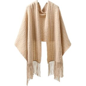 100% Pure Cashmere Luxury Cable Knitted Scarf Shawl Wrap for Women Winter Thick Warm