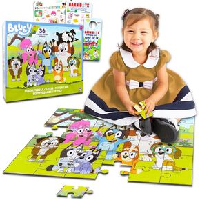 Bluey Floor Puzzle for Kids Set - Bundle with 36 Piece Bluey Floor Puzzle Plus Stickers, More | Bluey Puzzles for Kids Ages 3-5