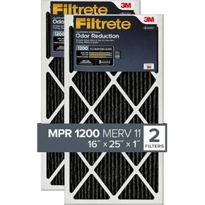 Filtrete 16x20x1 Air Filter, MPR 1200, MERV 11, Allergen Defense Odor Reduction 3-Month Pleated 1-Inch Air Filters, 2 Filters