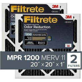 فيلتريت فلتر هواء 16×20×1، MPR 1200، MERV 11، مضاد للحساسية وتقليل الروائح الكريهة لمدة 3 اشهر، فلاتر هواء مطوية 1 انش، 2 فلتر