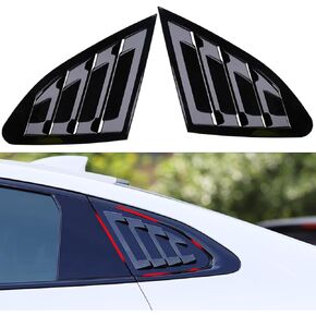 Compatible with Chevy Malibu Window Louvers 2016-2024,9th Gen Malibu Rear Window Vents for Left & Right Side Rear Quarter Window,1Pair Side Window Louvers ABS Exterior Accessories,Glossy Black