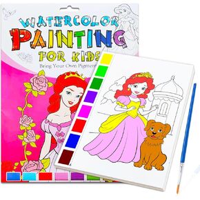 JZILU Watercolor Coloring Book for Kids, Paint with Water- Magic Paint Set Water Painting Book for Toddlers- Arts and Crafts Kit for Girls Boys Travel Activities -Stocking Stuffers for Kids
