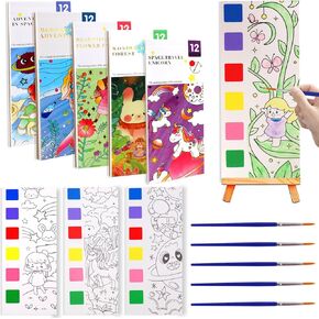 Plzoslly 5 Pack Paint with Water Books for Kids, Watercolor Painting Book Water Color Paint Sets for Toddlers, Kids Watercolor Painting Activity Kit for Ages 3-8, Party Favors Gift Toy