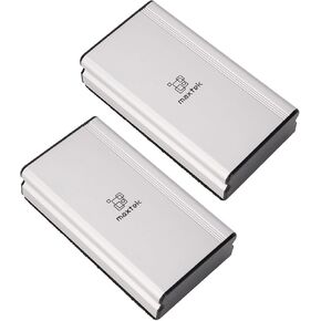 maxtek Magnetic Dry Erase Eraser, Whiteboard Eraser, Glass Board Eraser, 2 Pack Dry Eraser for Classroom Office Use, Modern Silver Color Metal Case