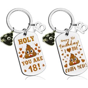 18th Birthday Gifts For Boy Or Girl - Sweet 18 Keychain Gifts - Two Keychain - 18th Birthday Decorations - Novelty Bday Present For Him, Her, Friends - 18 Year Old Funny Gag Gift For Guys