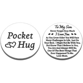 Son Gifts from Mom, Gifts for College Boys, Christmas Stocking Stuffers for Son, Adult Son Gift Ideas, Son Birthday Gift Ideas, Boy Mom Gifts, Inspirational Pocket Hug Token Gifts for Son, to My Son