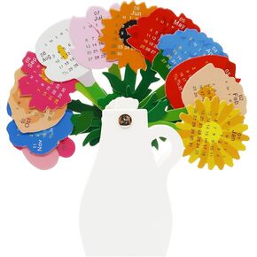 2025 Mini Desk Calendar Unique Flower Vase Shape Monthly Standing Calendar 7.8" x 7.8"