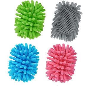 SITHON 4 Pieces Magnetic Microfiber Shag Whiteboard Eraser, Washable Microfiber Shag Dry Erase Board Eraser for Markers, Chalk, Home, Classroom and Office (Gray, Green,Blue and Pink)