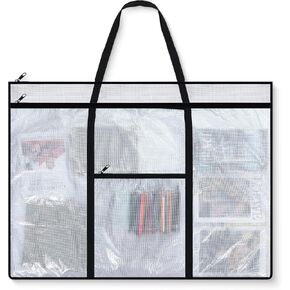 Large Poster Storage Bag 48" x 36" Bulletin Board Holder PVC Art Portfolio Case Poster Storage Container with Zipper Handles Pocket for Teachers Artist Organization