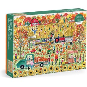 Galison Pumpkin Patch – 1000 Piece Michael Storrings Jigsaw Puzzle Featuring Beautiful Artwork of A Pumpkin Patch During A Fall Day