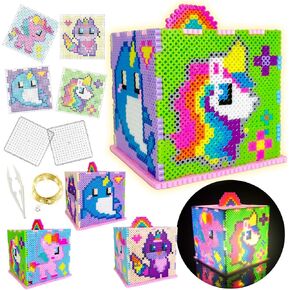 FunzBo Fuse Beads Kit - Fuse Beads Kit for Unicorn Night Light Lamp, Arts and Crafts for Kids, Toys Crafts for Kids, Teens, Night Light for Kids Room, Gifts for Girls, Boys Age 5+