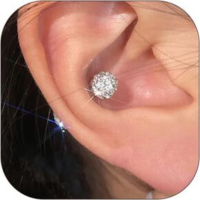 Crystal Ball Stud Earrings for Women Double Ball Earrings Rhinestone Disco Ball Earring Studs Lightweight Cartilage Earrings Sparkly Jewelry for Women Gifts