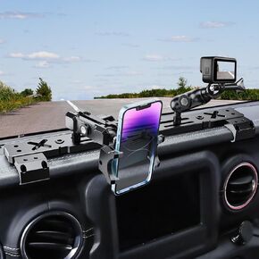 Metal Phone Mount for Jeep Wrangler JL JLU 2018-2023 and Gladiator JT 2020 2021 2022 2023 Phone Holder Dash Multi Device Mount System Dashboard Accessories (Not for 4xe)
