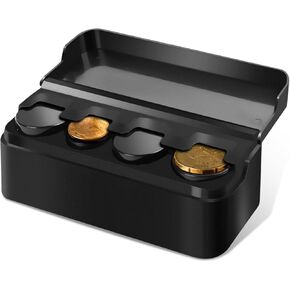 Coin Holder for Car, Portable Mini Change Storage Box, 4 Compartment Car Organizers and Storage Compatible with Quarter/Nickel/Pennies/Dimes, Universal Coin Organizer for Car Truck SUV (1pcs)