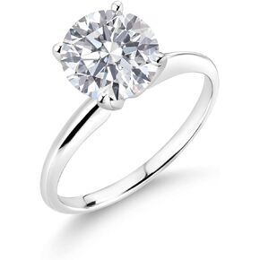 Gem Stone King 14K White Gold 1-2 Carat Lab Grown Diamond IGI Certified Solitaire Engagement Ring | F-G Color | VS1 Clarity | Wedding Anniversary Promise Gold Ring For Women | Available in Size 5-9