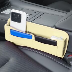 Car Seat Gap Filler Organizer with Card Holder,Leather Gap Storage Box for Car Seat Organizer,L-Capacity Car Seat Storage Box Car Accessories for Glasses,Phone,Keys (Black)