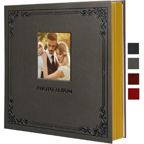 Zoview Art Photo Album Can Hold 3X5 4X6 5X7 6X8 8X10 Photos, Self Adhesive Magnetic DIY Scrapbook Albums (Wine Red, Large)