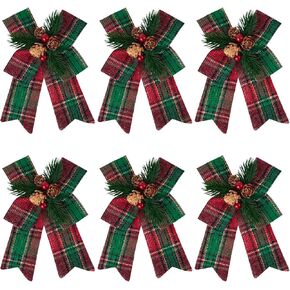 JOHOUSE Red Buffalo Plaid Bows 12PCS Christmas Tree Bows Christmas Wreath Bow for Christmas Outdoor Decorations
