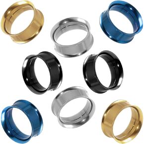 4Pairs Surgical Steel Ear Gauges Mirror Finish Double Flared Tunnel Plug Earrings Ear Stretching Kit Ear Expander Body Piercing Jewelry Screw Fit Tunnels Gauge 8G-7/8 inch