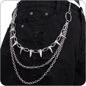 Punk Pants Chain Hip Hop Cross Sword Star Rivet Charm Layered Jeans Chains Wallet Chain Vintage Rock Chains for Women Men Halloween Jewelry Clothing Accessories