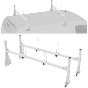 VEVOR Van Roof Ladder Racks, 59" Adjustable Van Racks, 600 lbs Capacity Heavy-Duty Steel Roof Racks for Van, Drilling Rack for Chevrolet Express 1500 2500 3500/ Ford E150 E250 E350/ GMC Savana, 2 Bars