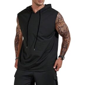 SOLY HUX Men's Plus Size Sleeveless Hooded Tank Top Summer Hoodies Vest Muscle Gym Big and Tall Tops