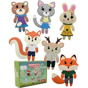 Beginner Sewing Kit for Kids - Sew & Create 6 Adorable Stuffed Animal Projects - Fun DIY Craft Set for Ages 6 and up - Educational & Creative Sewing Kit for Girls & Boys - Gift for Young Crafters