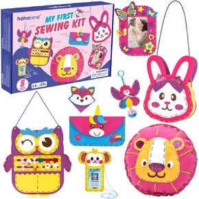 hahaland Toys for Ages 5-7 Sewing Kit for Kids Arts and Crafts, 8 Easy DIY Projects of Stuffed Animal Dolls Plush Pillow Craft with Unicorn,Bunny,Lion, Girl Birthday Gift Christmas Gift