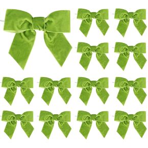 AIMUDI Pink Velvet Bows 4.5" Pink Velvet Easter Bows Premade Bows Light Pink Twist Tie Bows for Wreaths, Gift Basket, Spring Decor, Gift Wrapping, Swag, Wedding, Baby Shower Decoration - 12 PCs