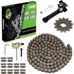 25H Chain 132 Link 13 Tooth Sprocket Compatible with Razor MX650 MX500 RSF650 SX500 Mcgrath Electric Dirt Bike MY1020 Motor Mini Pit Bike Rocket Scooter Motocross Parts with Chain Tensioner