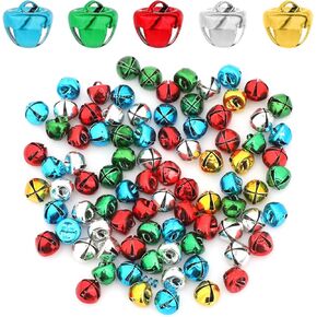 100 Pcs Jingle Bells for Craft, 10mm/0.39in Multi-Color DIY Craft Bells, Christmas Jingle Bell Small Bell for Christmas Wind Chimes Jewelry Ornaments Holiday Home Party Decoration