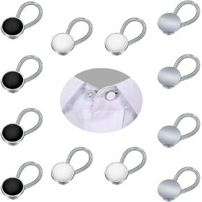 12 Pcs Collar Extenders for Mens Shirts 0,4 inch Metal Collar Extenders Neck Relief for Tight Collars Stretch Neck Extender for Dress Shirts Pants Trouser Favors (3 Colors White Silver Black)