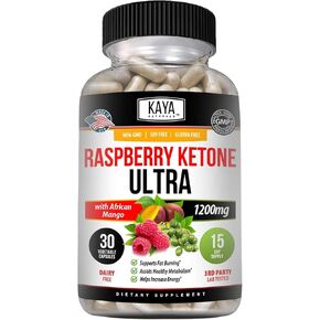 Kaya Naturals Keto Diet Raspberry Ketone - مكمل لإنقاص الوزن والتحكم في الشهية وتعزيز عملية التمثيل الغذائي - 60 قطعة