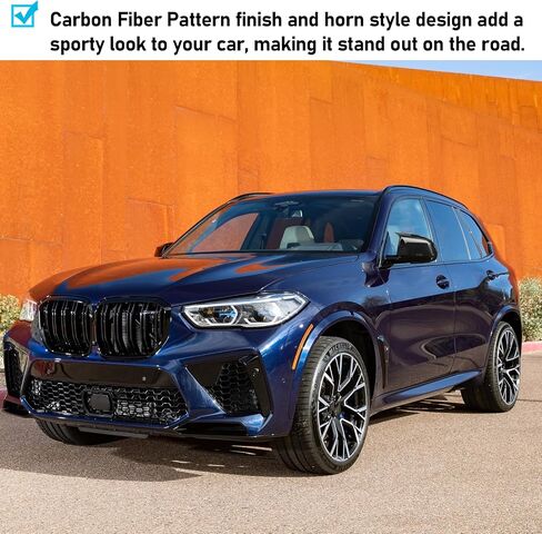 Jaronx متوافق مع غطاء مرآة BMW X3 G01/X4 G02/X5 G05/X7 G07 2019-2024، X6 G06 2020-2024، أغطية مرآة الرؤية الخلفية بنمط M من ألياف الكربون لسيارة BMW، غطاء مرآة جانبي يمين ويسار بمشبك القرن in Saudi Arabia