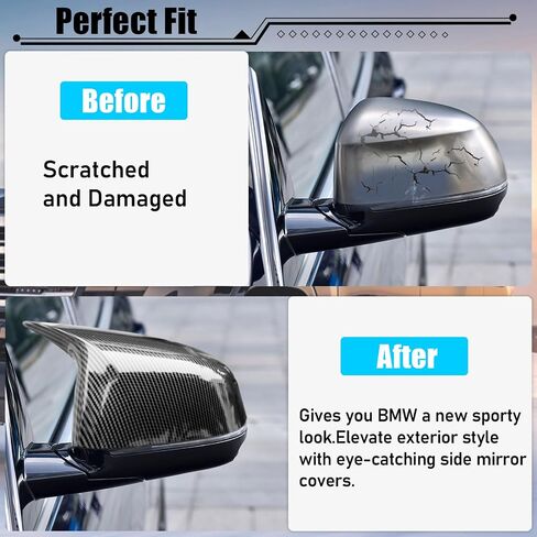 Jaronx متوافق مع غطاء مرآة BMW X3 G01/X4 G02/X5 G05/X7 G07 2019-2024، X6 G06 2020-2024، أغطية مرآة الرؤية الخلفية بنمط M من ألياف الكربون لسيارة BMW، غطاء مرآة جانبي يمين ويسار بمشبك القرن in Saudi Arabia