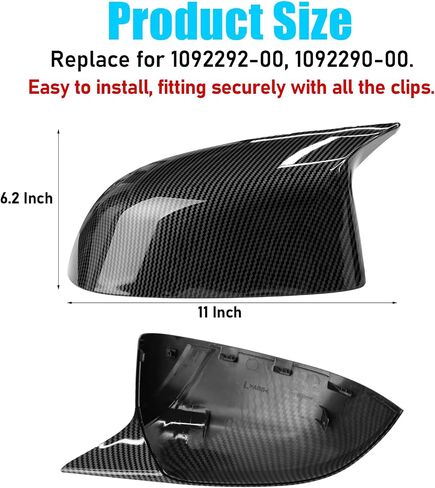 Jaronx متوافق مع غطاء مرآة BMW X3 G01/X4 G02/X5 G05/X7 G07 2019-2024، X6 G06 2020-2024، أغطية مرآة الرؤية الخلفية بنمط M من ألياف الكربون لسيارة BMW، غطاء مرآة جانبي يمين ويسار بمشبك القرن in Saudi Arabia