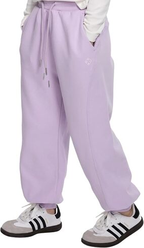Rolanko Girls Baggy Sweatpants Solid Jogger Pants Soft Sweats Kids Trousers with Pockets 6-14Y in Kuwait